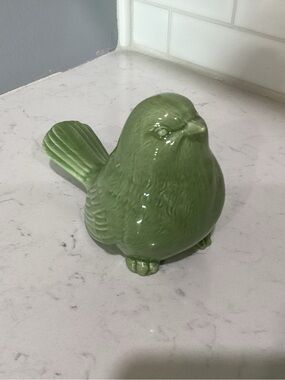 Green Ceramic Bird Figurine - Decorative Home Accent